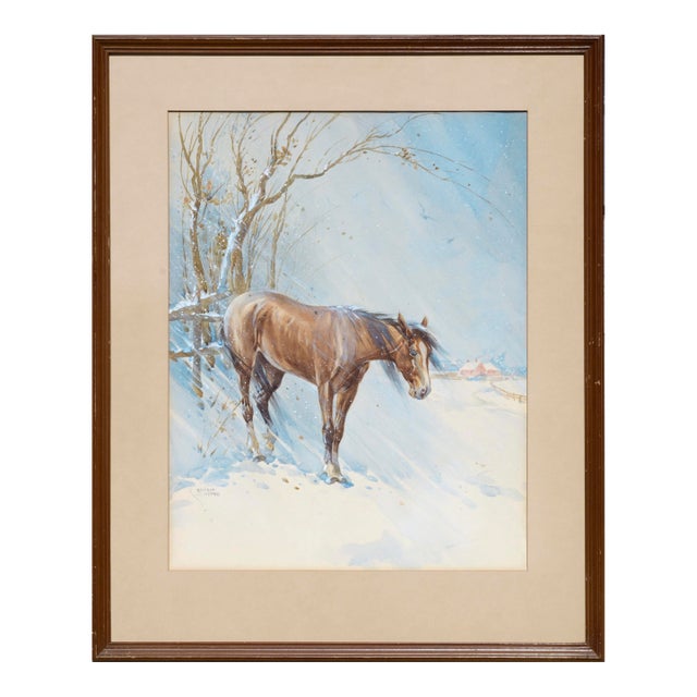Mid Century Horse in Winter Landscape by William Ernest Smyth For Sale