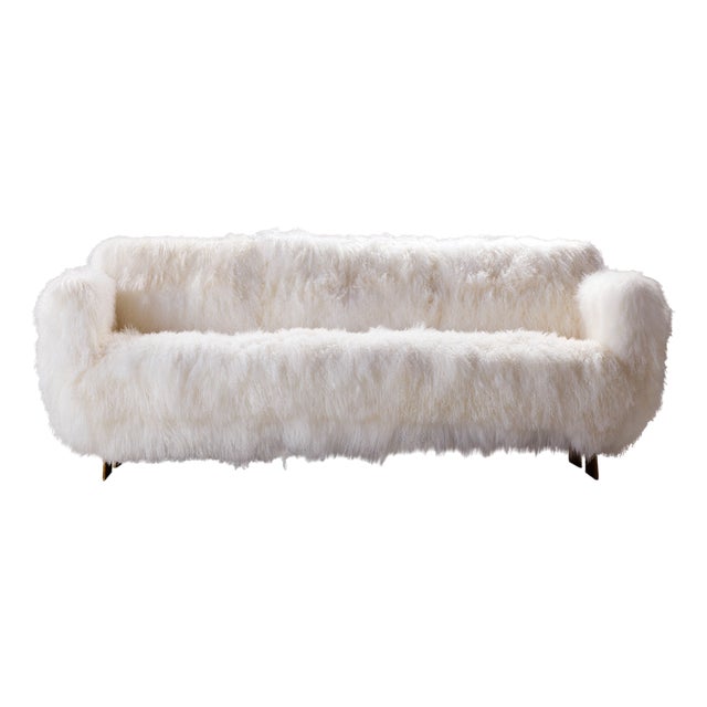 Modern Arctic White Mongolian Sheepskin Fur Primal Sofa by Egg Designs For Sale