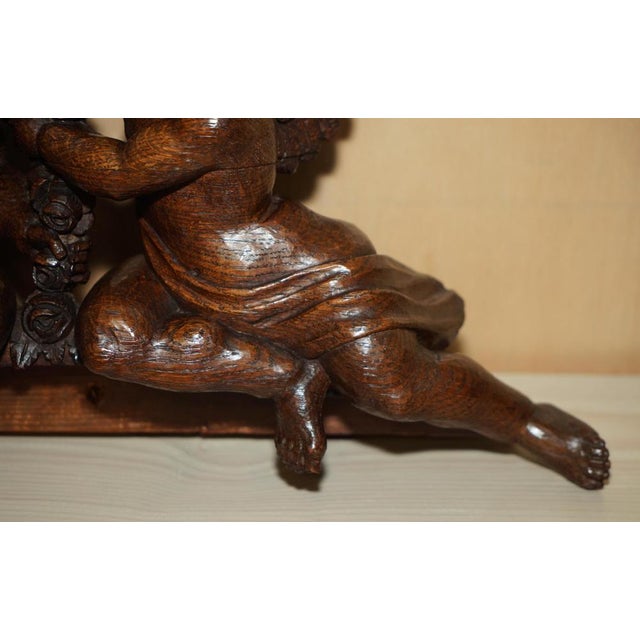 Carved Oak Surmount of Cherub Angels and Flowers, 1680s For Sale - Image 12 of 18
