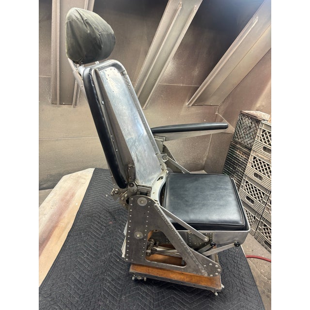 American Mid 20th Century American Military Aluminum Aircraft Seat With Weber Headrest For Sale - Image 3 of 12