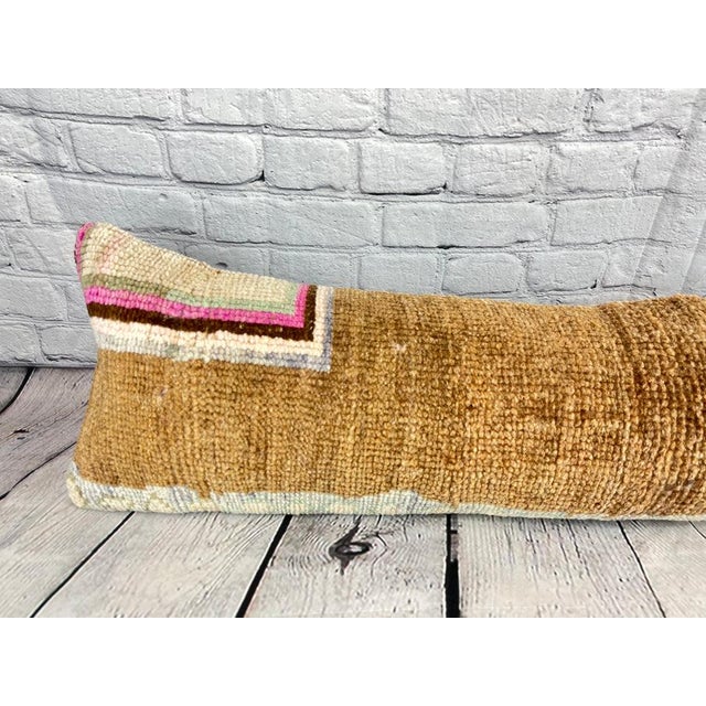 1960s 12 x 46 Lumbar Rug Pillow Sultan's Haven Turkish Pillow Cushion Cover For Sale - Image 5 of 7