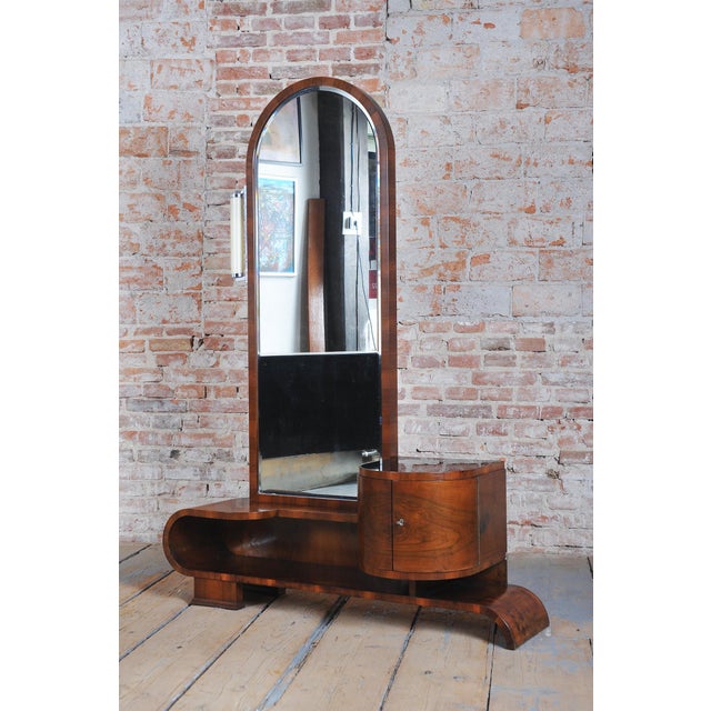 Glass Czech Art Deco Dressing Mirror in Walnut, 1930s For Sale - Image 7 of 15