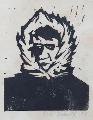 Vintage 1959 Woodcut Portrait Early Polar Arctic Explorer