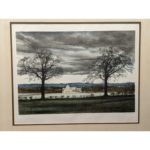 1980s George Guest "Great Barn" Signed Limited Edition Lithograph 52/200 Framed For Sale - Image 13 of 15