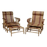 Pair of Vintage Bamboo Chaise Lounge Chairs For Sale