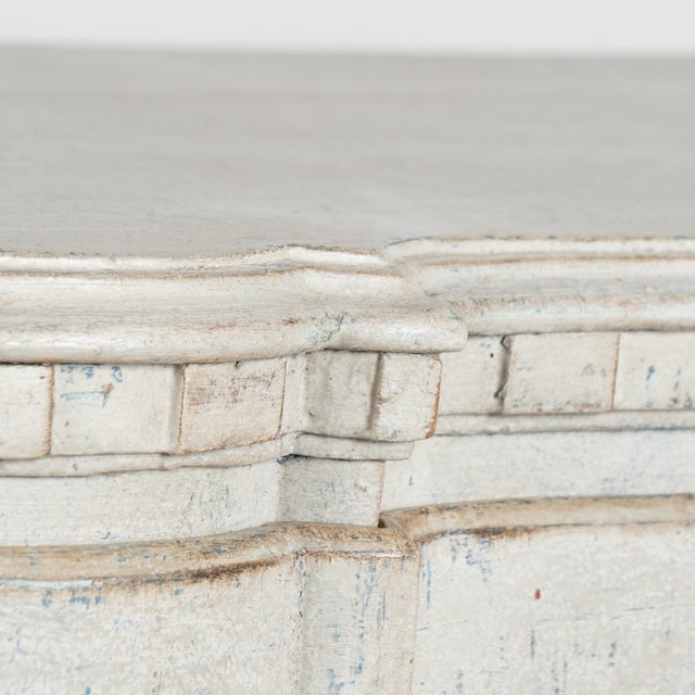 White Mid 18th Century Danish Rococo Large White Chest of Four Drawers For Sale - Image 8 of 18