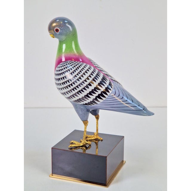 Italian Hand Painted Porcelain Pigeon by Giulia Mangani, 1970s For Sale - Image 4 of 17