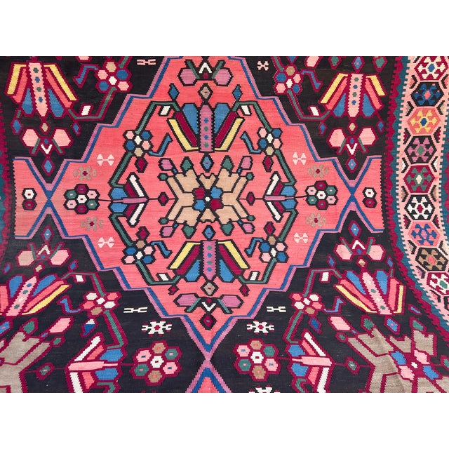 High Quality Pink Persian Shiraz Tribal Kilim Rug - 7'3" X 8'0" For Sale - Image 9 of 11