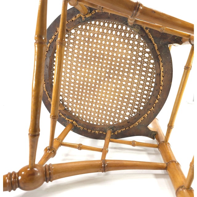 Late 19th Century R.J.Horner Faux Bamboo Aesthetic Movement Vanity Chair For Sale - Image 9 of 9