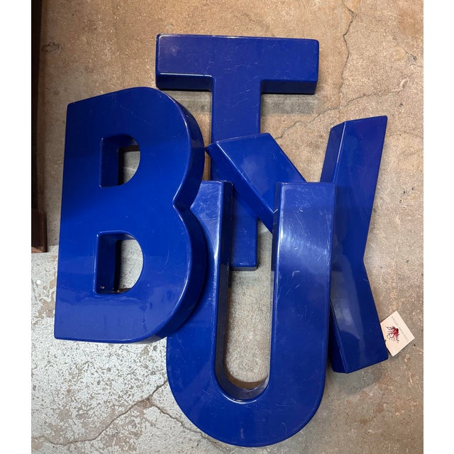 Vintage 1970s Miami Beach antique market find, set of four blue acrylic sign