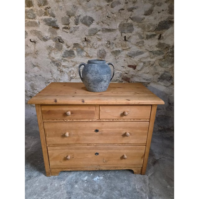 Wood Antique Rustic Pine Chest of Drawers, 1890s For Sale - Image 7 of 18