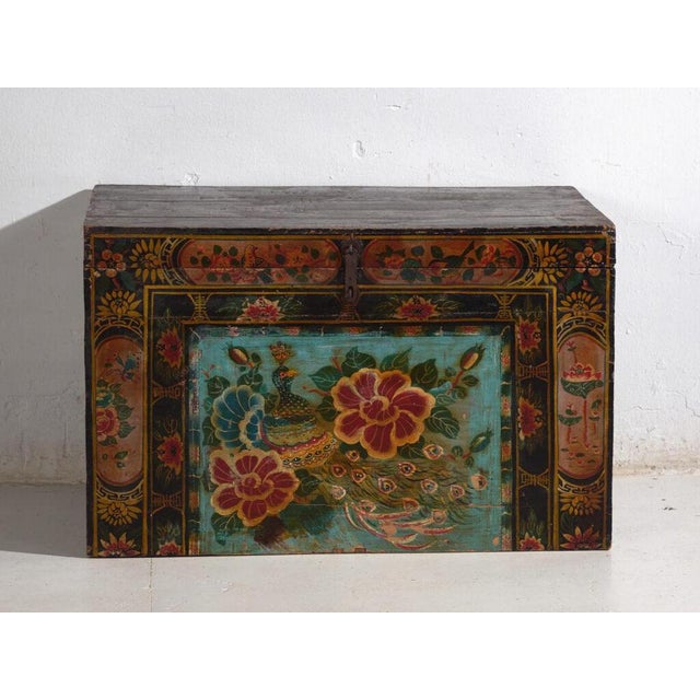 Antique Chinese Painted Trunk For Sale - Image 6 of 11