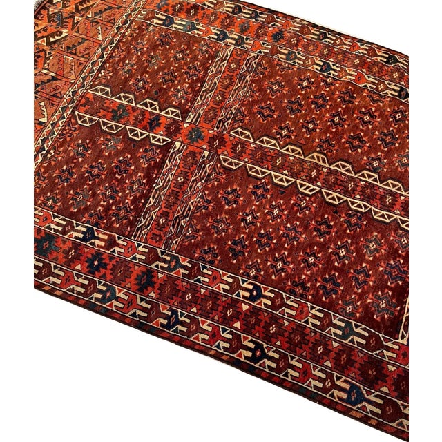 Brick Red 1900s Vintage Turkmen Tribal Prayer Rug 5'3'' X 3'11'' For Sale - Image 8 of 9