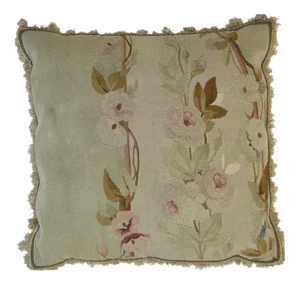 Antique 19th Century French Aubusson Tapestry Pillow 21'' X 21''