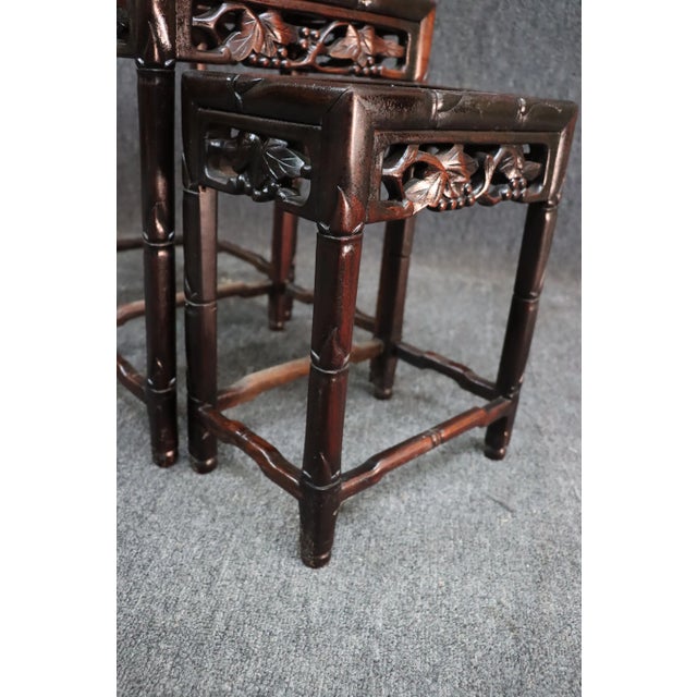 Brown Rosewood Carved Nesting Tables For Sale - Image 8 of 9