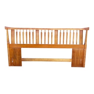 1960s Mid Century Walnut Brutalist King Headboard by Thomasville For Sale