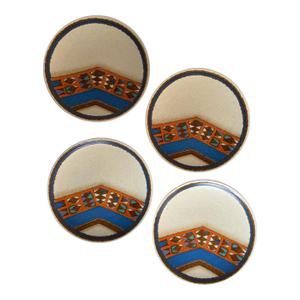 1970s Mikasa Indian Feast Teepee Salad Plates 7.5 Inch Stoneware Japan - Set of 4