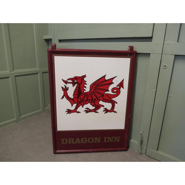 Wooden Framed Hanging Pub Red Dragon Sign For Sale - Image 5 of 7