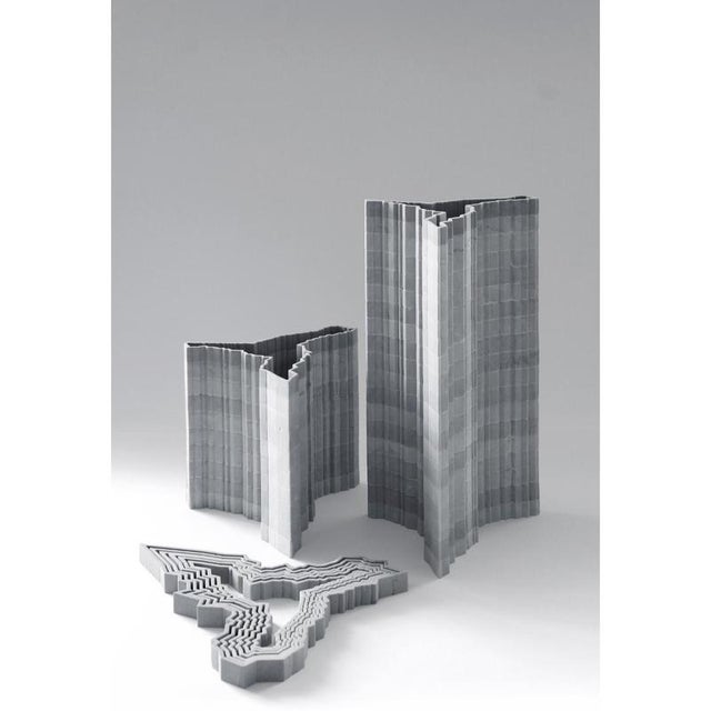 Stripes D5 Decorative Vase in Bardiglio Marble by Bufalini Marmi For Sale - Image 6 of 12