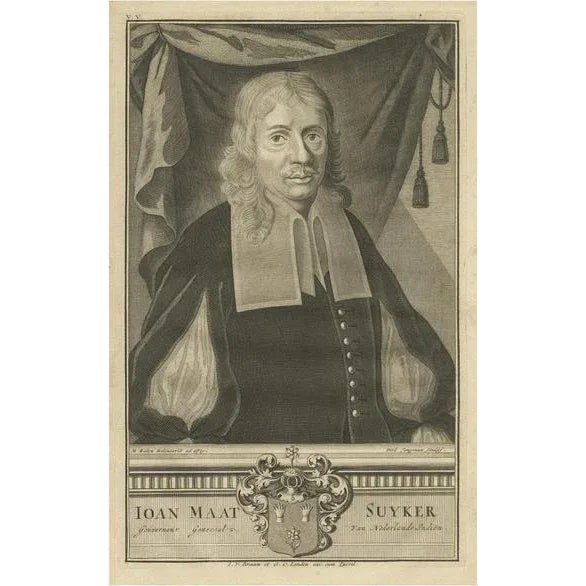 Paper After Valentijn, Portrait of Ioan Maat Suyker: Governor-General of the Dutch East Indies, 1724, Print For Sale - Image 7 of 7