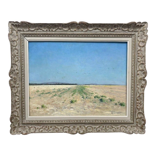 Sunny Field in Champagne - Armand Guéry, Signed Oil on Canvas, 19th Century For Sale