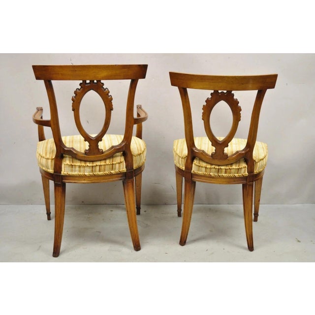 Vintage Italian Neoclassical Style Walnut Greek Key Dining Chairs - Set of 6 For Sale - Image 10 of 12