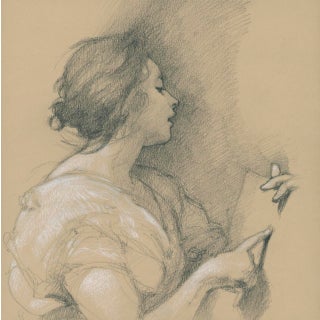 “Sibyl, After Velazquez” Contemporary Original Graphite and Chalk Portrait Drawing by David Orrin Smith For Sale