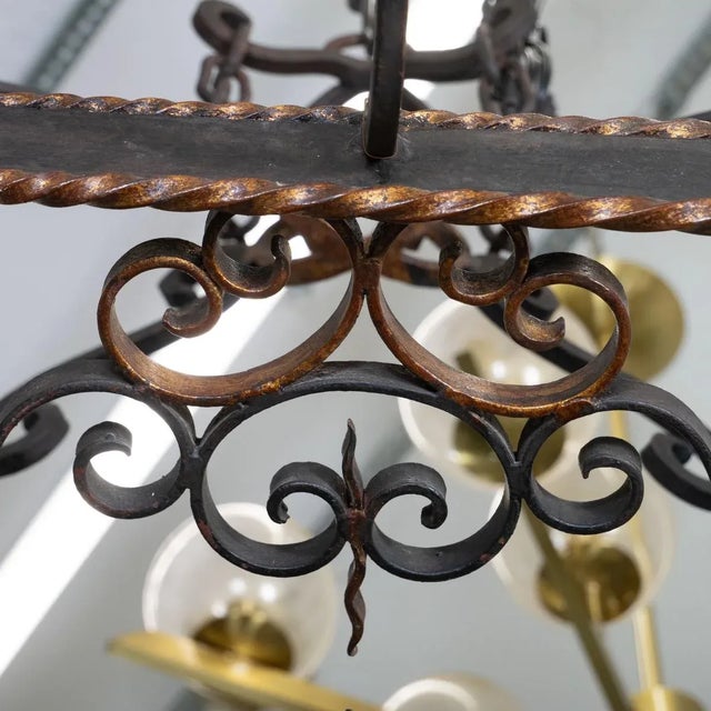 Rectangular Wrought Iron Chandelier For Sale - Image 9 of 11