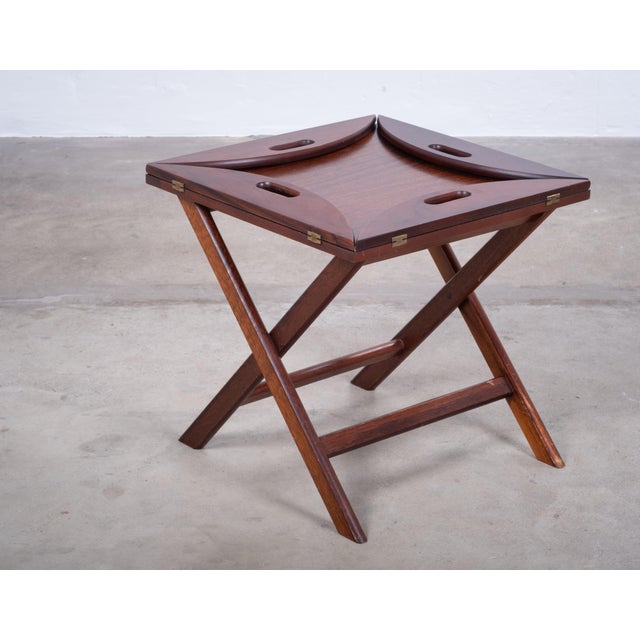 Vintage Folding Mahogany Tray Table, 1950s For Sale - Image 3 of 10