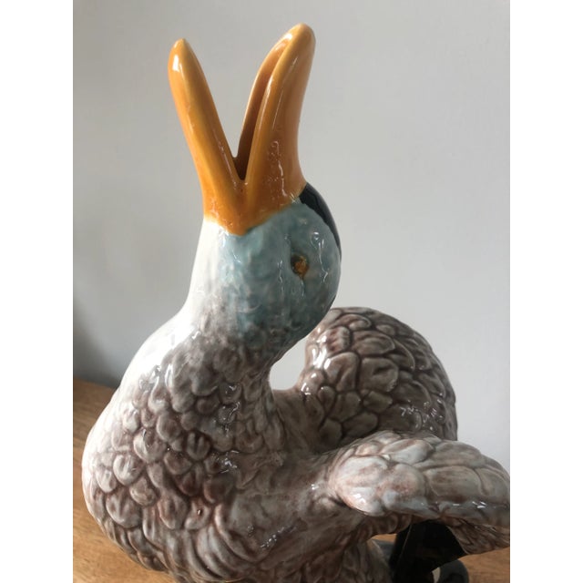 Vintage Bordallo Pinheiro Large Mallard Duck Ewer For Sale - Image 11 of 12