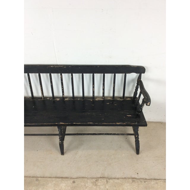 American Antique Black Painted Deacons Bench For Sale - Image 3 of 18