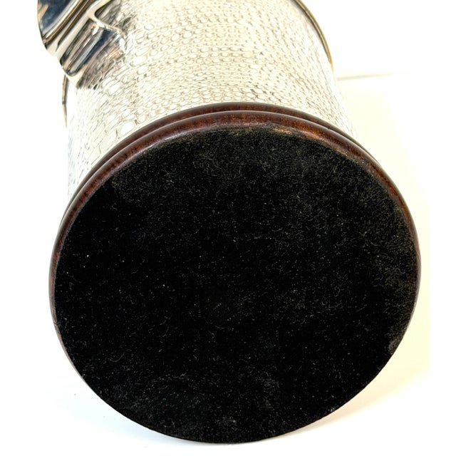 Early 20th Century Edwardian English Silver-Plate Alligator Skin Motif Wine Coaster on Wood Base For Sale - Image 10 of 10