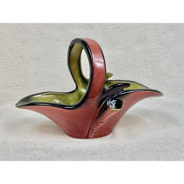 Vintage Woodlands Hull Pottery Ceramic Basket For Sale - Image 4 of 8