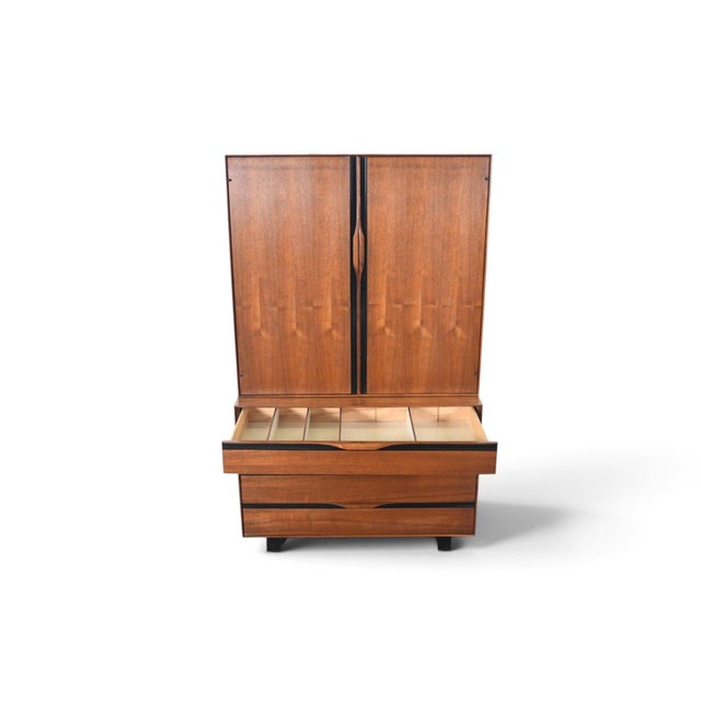 Mid 20th Century John Kapel Tall Dresser / Wardrobe in Walnut For Sale In San Francisco - Image 6 of 14