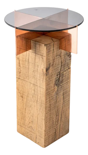 French Copper and Glass Jewel Totem Side Table by Egg Designs