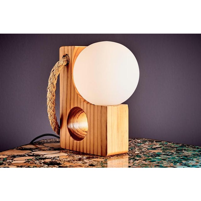 Table Lamp with Sculpted Pine Block from Temde, 1960s For Sale - Image 15 of 16