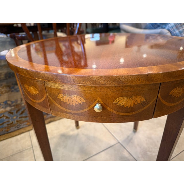 Mid 20th Century Baker Furniture Neo Classic Mahogany and Satinwood Inlaid Side Table For Sale - Image 5 of 10