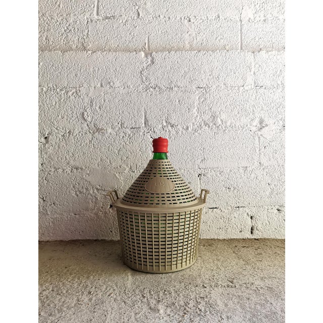 Large Vintage Wine Balloon in Grey Basket, Italy, 1950s For Sale - Image 10 of 10