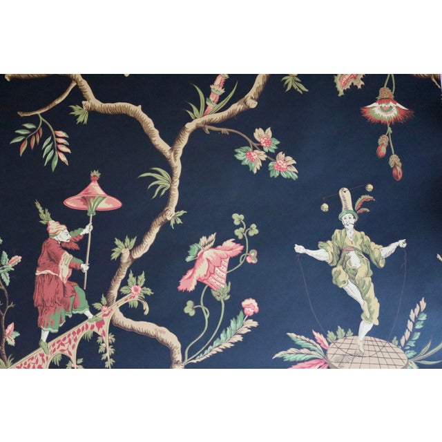 Chinoiserie Vintage Schumacher Wallpaper Williamsburg Reserve Collection Jester Caprice Black - 4 Single Rolls For Sale - Image 3 of 3