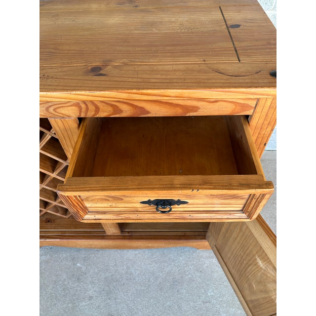 Mid 20th Century Rustic Knotty Pine Drop Leaf Bar W/Wine Rack For Sale - Image 4 of 18