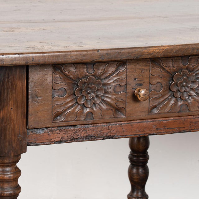 Brown Early 19th Century Carved Chestnut Console Table With Two Drawers For Sale - Image 8 of 18