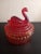 1960s Vintage 1960s Jeannette Amberina Glass Swan Covered Dish For Sale - Image 5 of 6