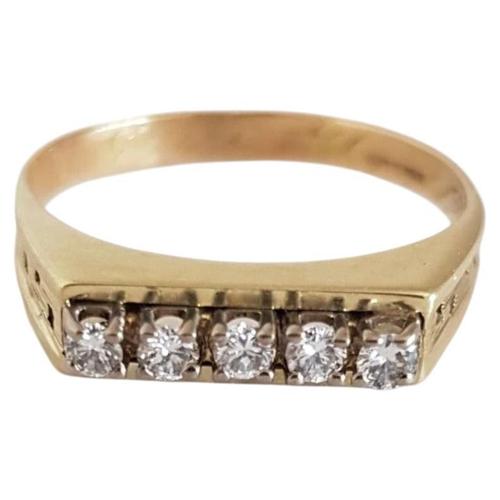 Vintage 14ct Yellow Gold Brilliant-Cut Diamond Dress Ring, 1970s For Sale - Image 17 of 17