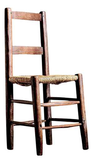 Rustic Ladder-Back Chair with Straw Seat by Charlotte Perriand, France, 1900