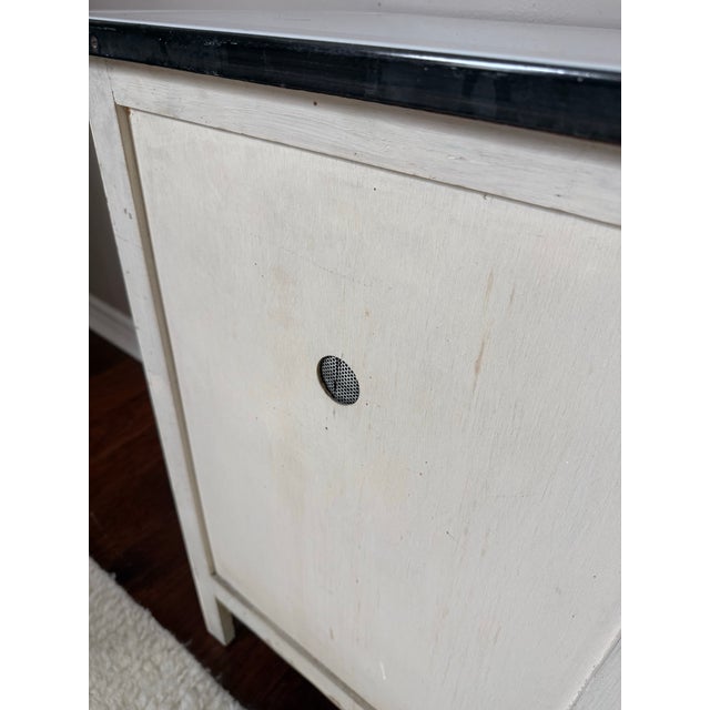 Antique Early 1900s White Painted Small Cabinet With Enamel Metal Top For Sale - Image 10 of 11