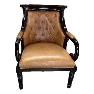 Antique Regency Style Tufted Leather Armchair For Sale