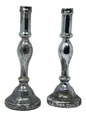 Mercury Glass Candlesticks - a Pair