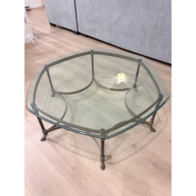 Brass Mid-Century Modern Labarge Brass Hoofed Coffee Table For Sale - Image 8 of 8