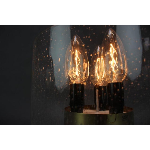German Brass and Textured Glass Ceiling Lights, 1970s, Set of 2 For Sale - Image 12 of 13