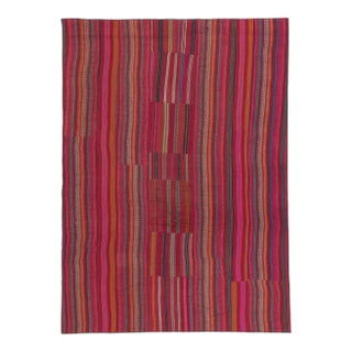 Rustic Vintage Turkish Striped Kilim Rug - 05'05 X 07'06 For Sale